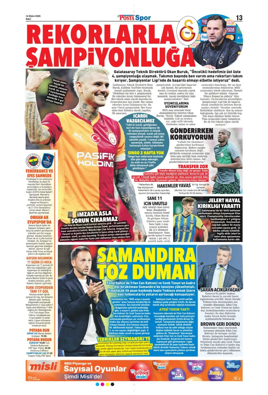 "Gürcistan'ı yen Play-off'u gör" (14 Ekim 2025 spor manşetleri) 17