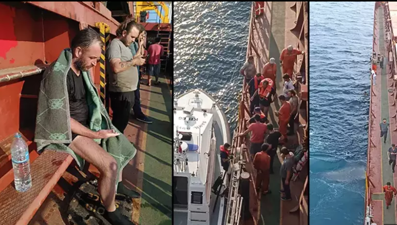 Gemiden Karadeniz'e düşen kaptan 20 saat sonra böyle kurtarıldı