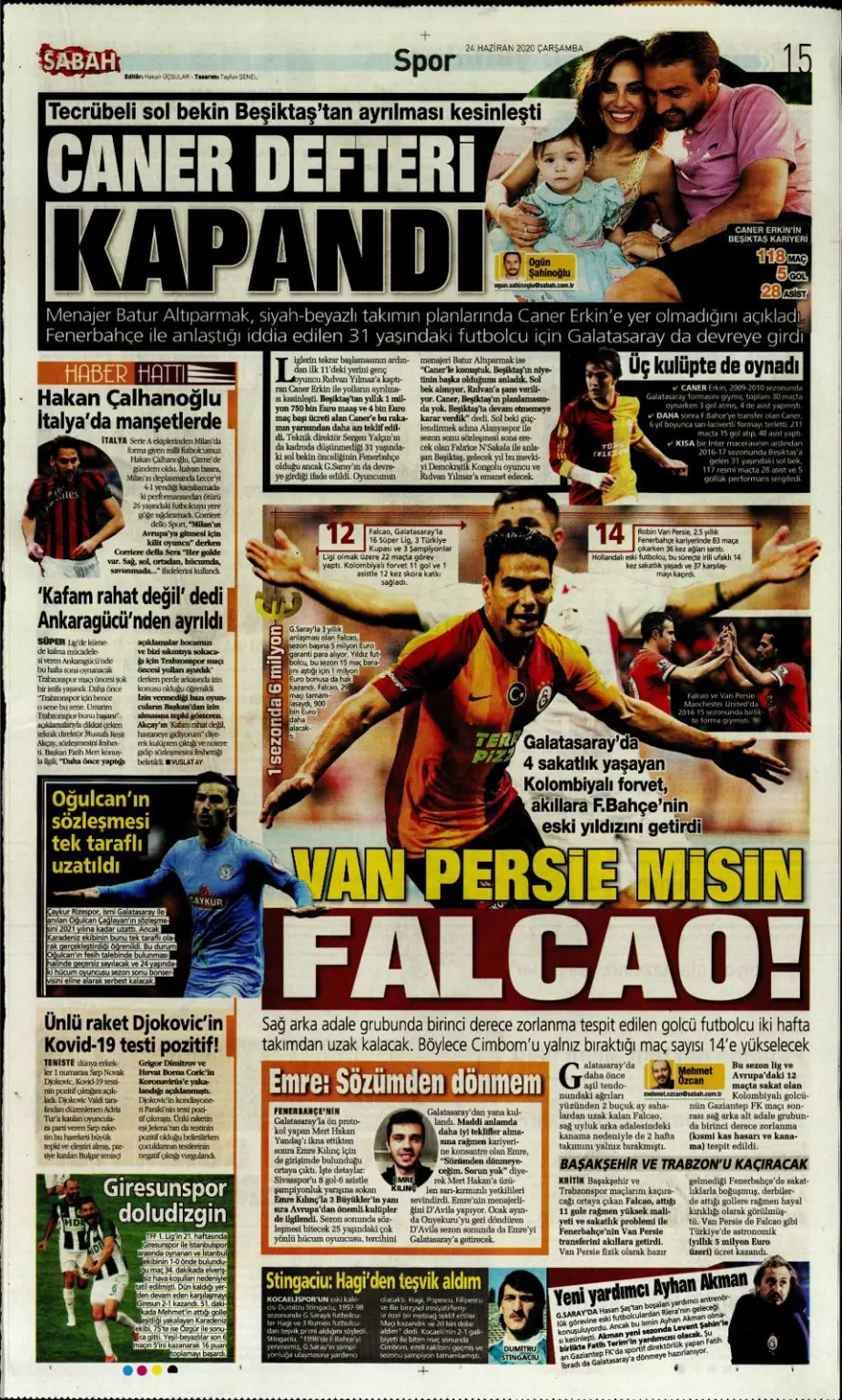 Günün spor manşetleri (24 Haziran 2020) 6
