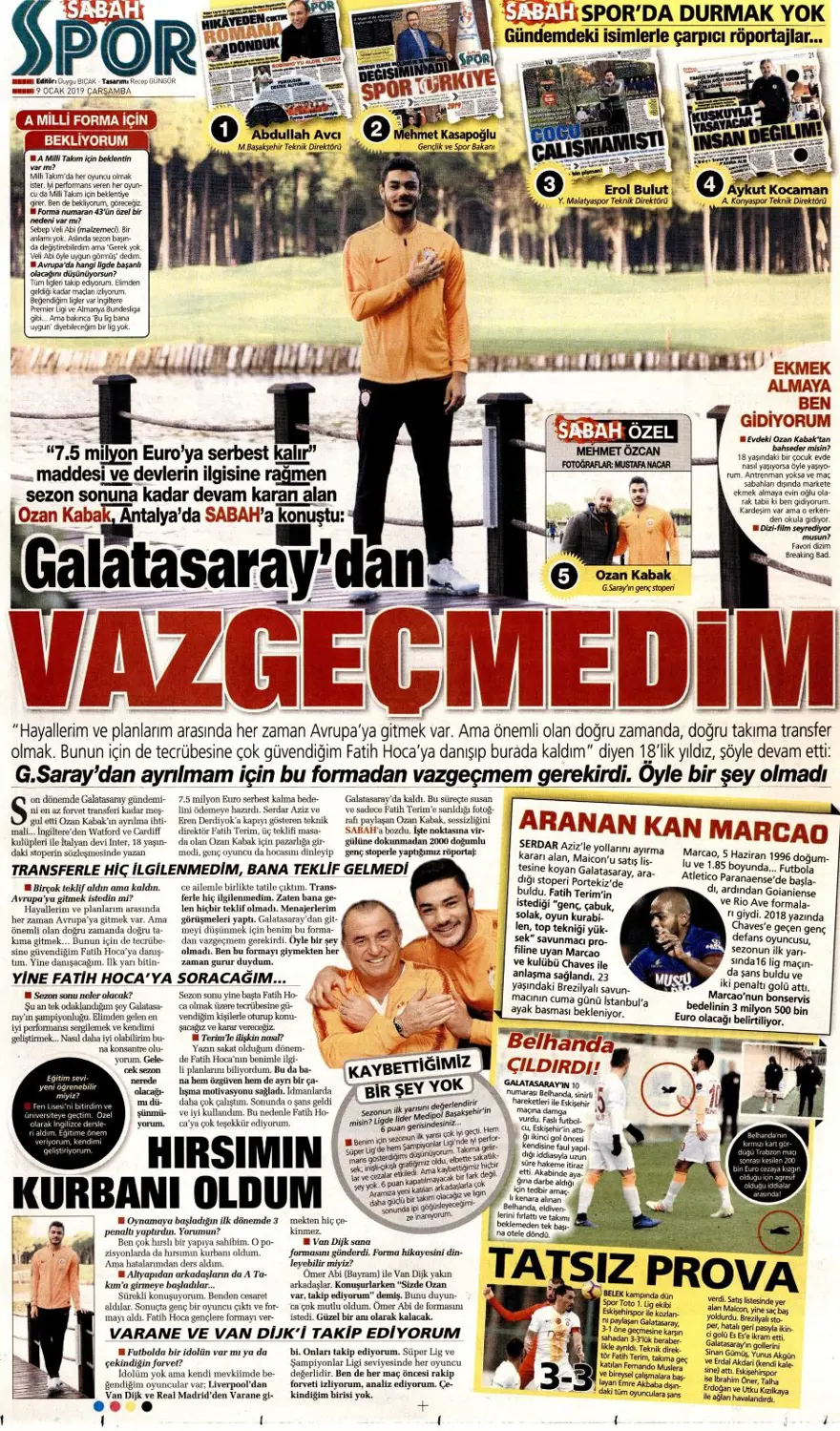 Günün spor manşetleri (09 Ocak 2019) 8