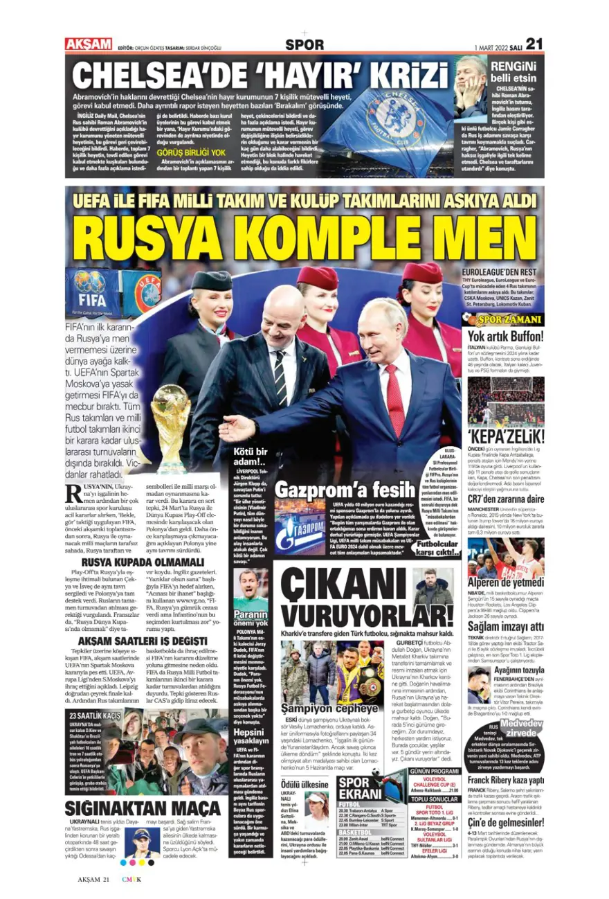 Günün spor manşetleri (1 Mart 2022) 19