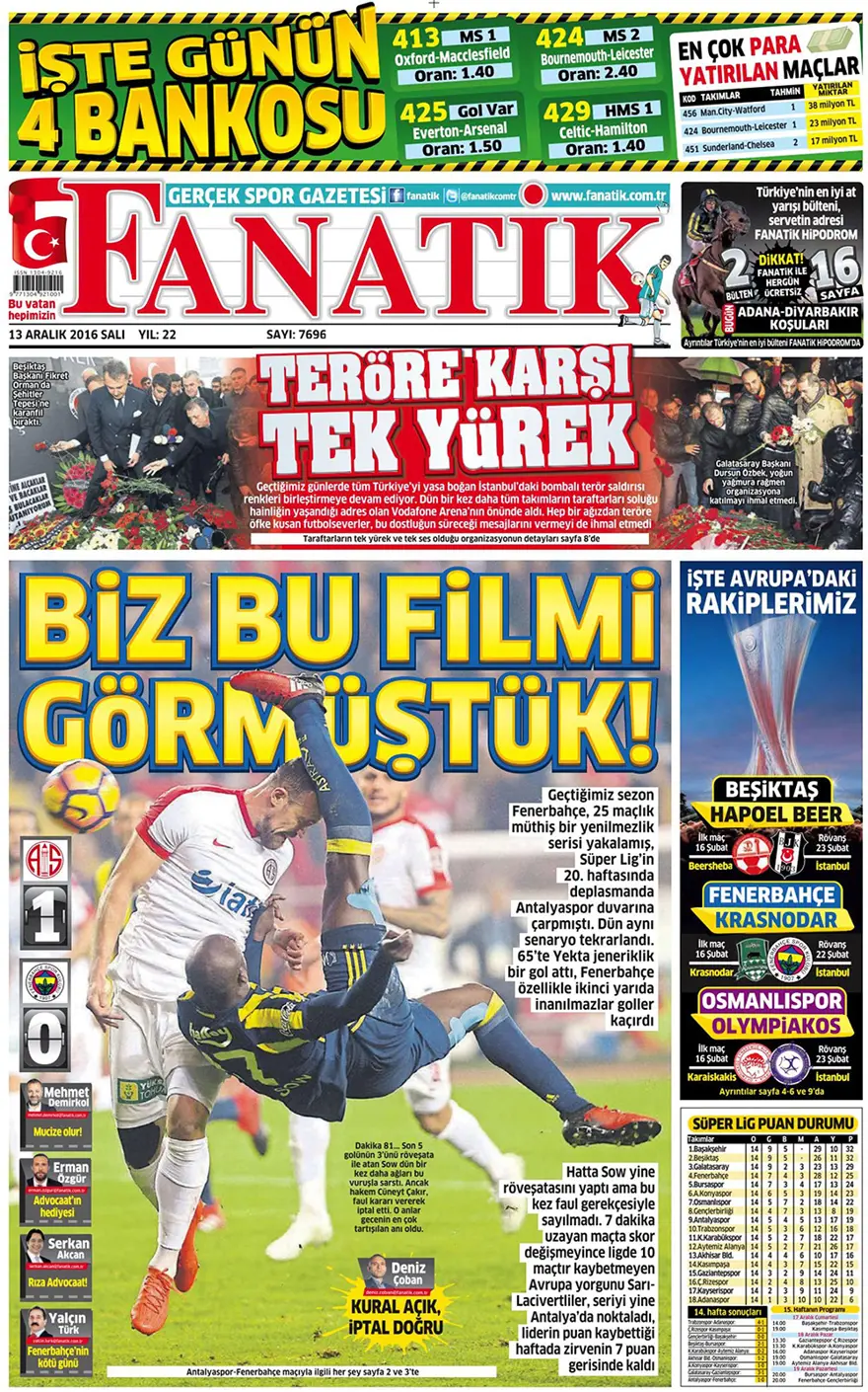 Günün gazete manşetleri - 13 Aralık 2016 18