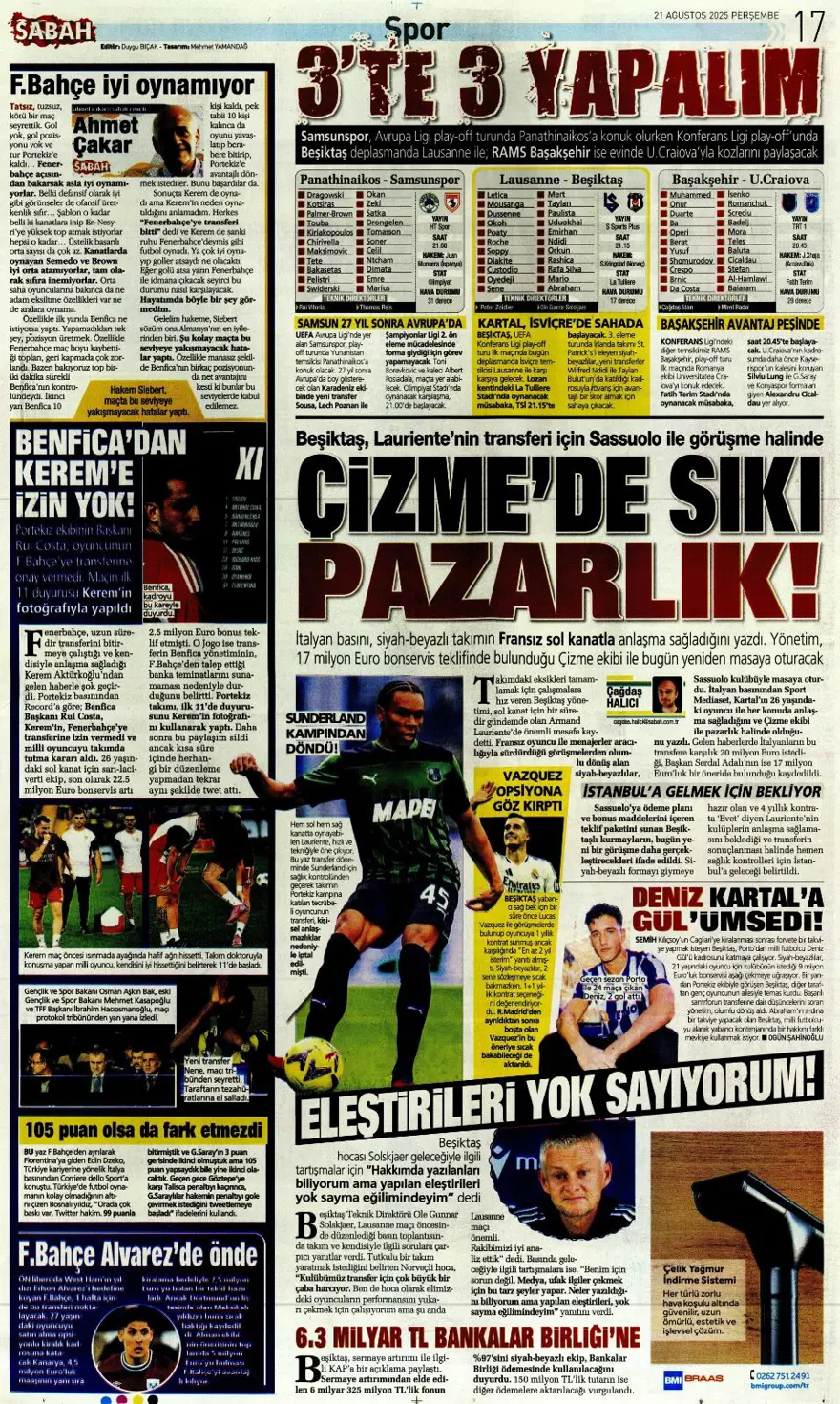 "Akanji müjdesi" (21 Ağustos spor manşetleri) 26