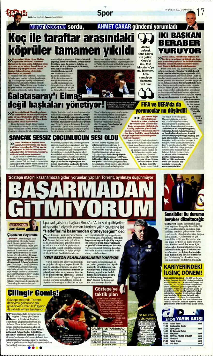 Günün spor manşetleri (19 Şubat 2022) 15