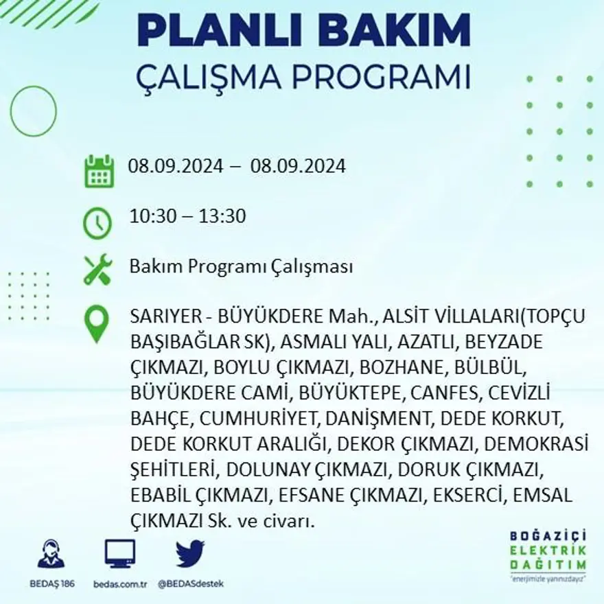 Bu ilçelerde oturanlar dikkat! 8 saat elektrik kesintisi yaşanacak: Elektrikler ne zaman gelecek? (8 Eylül BEDAŞ kesinti programı) 22
