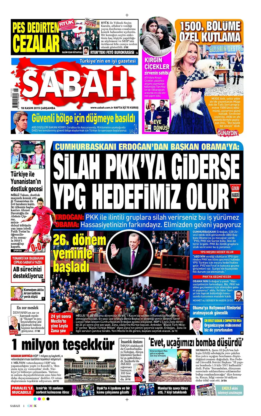 Günün gazete manşetleri - 18 Kasım 2015 9