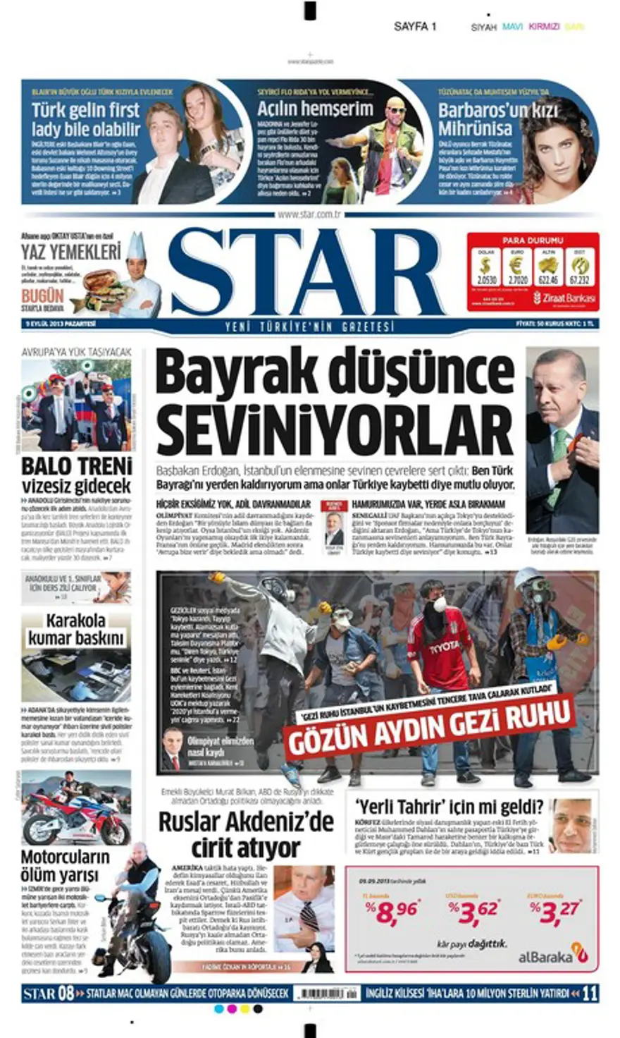 9 Eylül 2013 gazete manşetleri 14