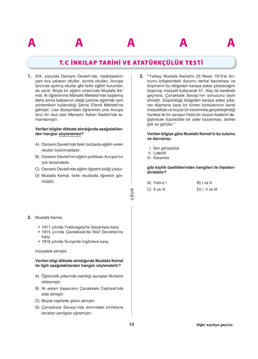 LGS deneme sınavı - Sözel bölüm 12
