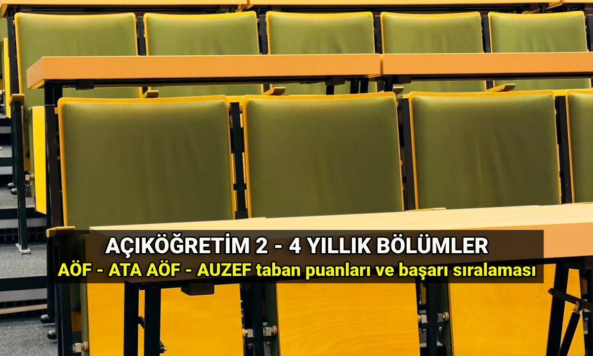 2 ve 4 yıllık açıköğretim bölümleri başarı taban puanları (2025 YKS): Anadolu Üniversitesi, İstanbul Üniversitesi, Atatürk Üniversitesi AÖF başarı sıralamaları