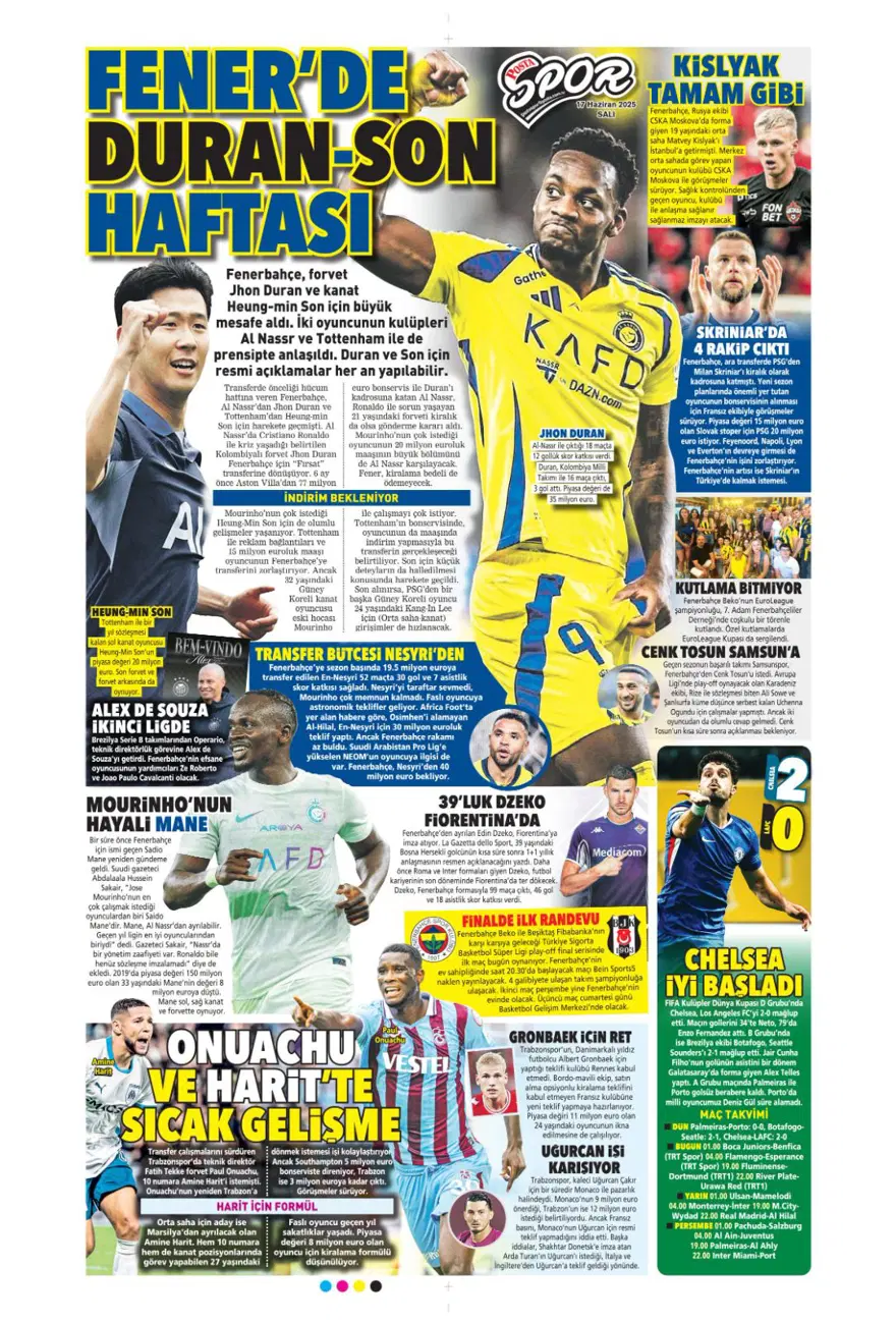 "Çalhanoğlu geri sayımı" (17 Haziran 2025 spor manşetleri) 21