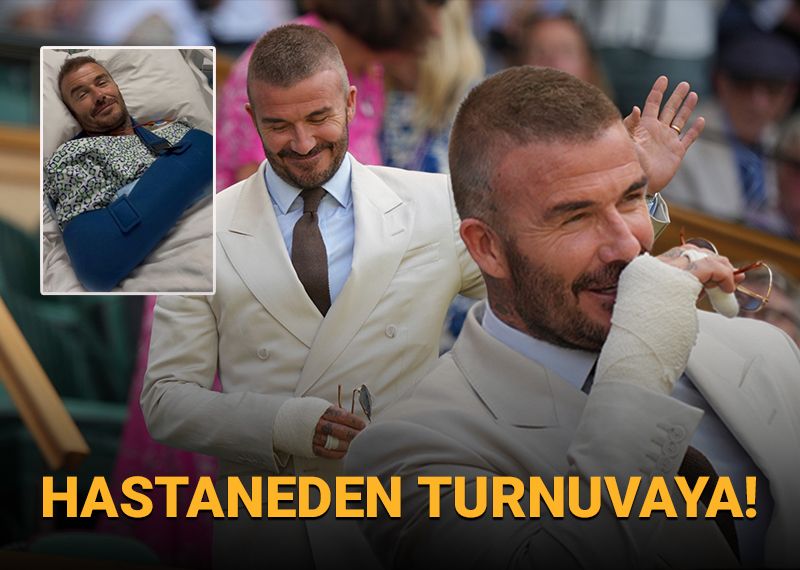 Hastaneden turnuvaya! Eli sargılı David Beckham Wimbledon'da