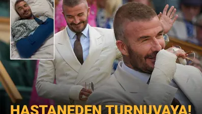 Hastaneden turnuvaya! Eli sargılı David Beckham Wimbledon'da