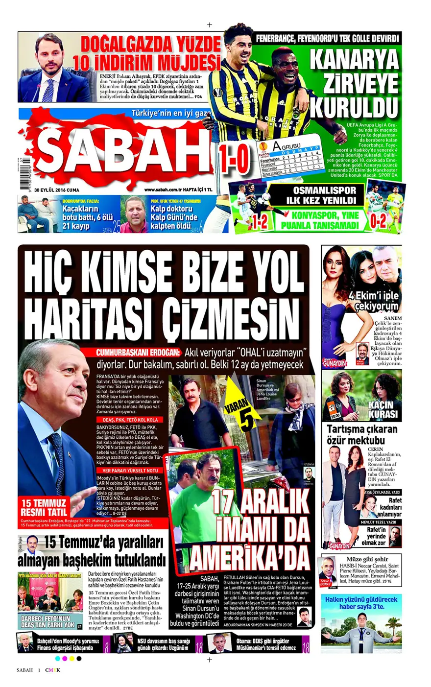 Günün gazete manşetleri - 30 Eylül 2016 8