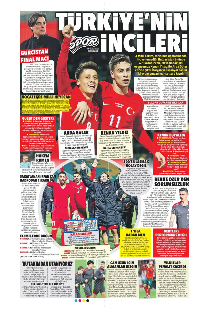 "Bayern'in dinamosu Fener'e..." (13 Ekim 2025 spor manşetleri) 12