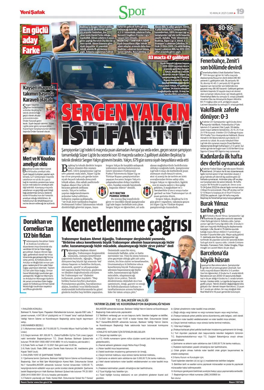 Günün spor manşetleri (10 Aralık 2021) 19