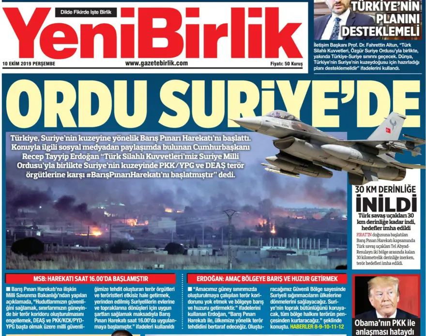 Barış Pınarı Harekatı manşetlerde 2