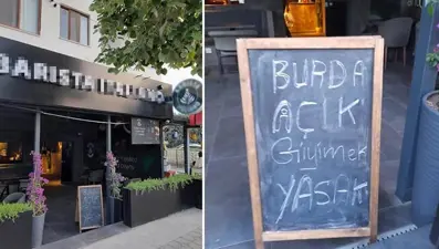 'Açık giyinmek yasaktır’ yazısı bulunan kafeye şortla giren genç kız kovuldu