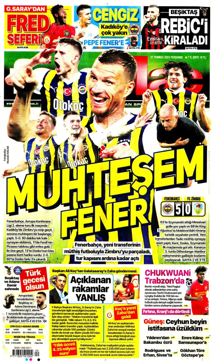 "Hücumda joker Rebic" günün spor manşetleri (27 Temmuz 2023) 11