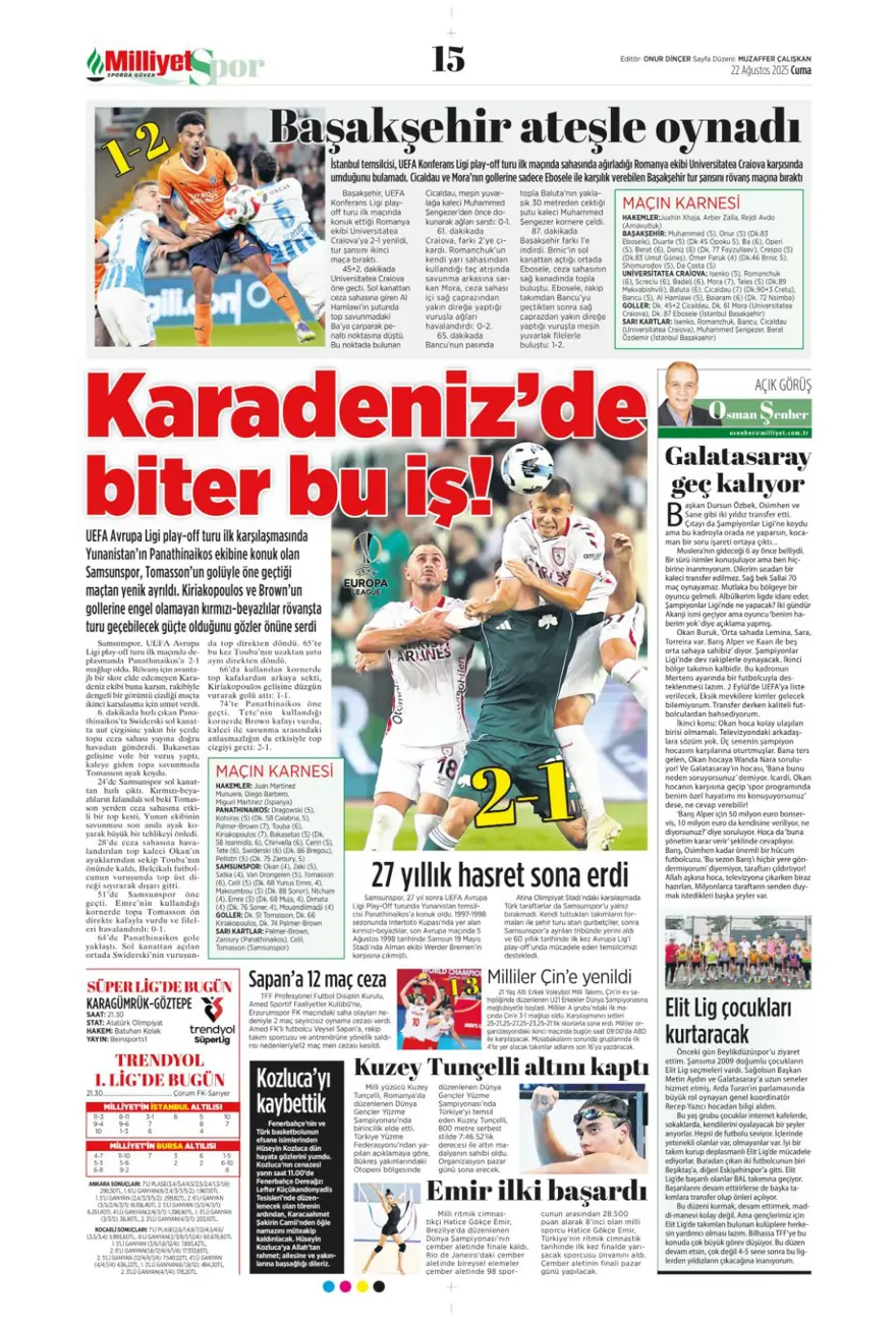 "Meksika ateşi" (22 Ağustos spor manşetleri) 9