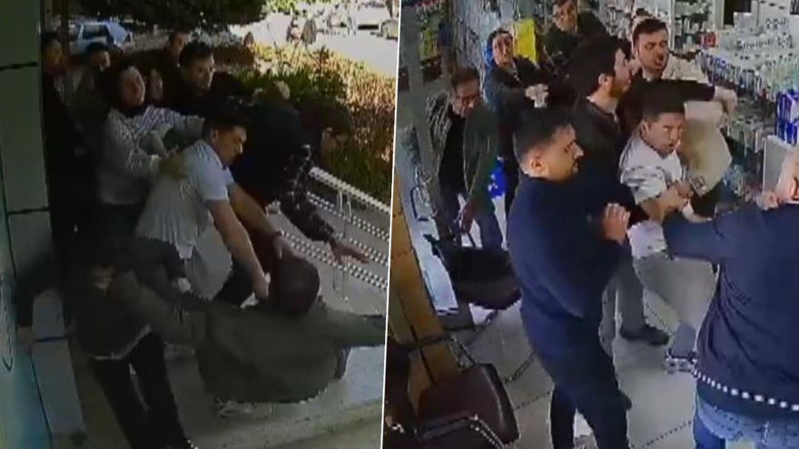 Eczanede ortalığı birbirine katan sıra kavgası: Eczacıya yumruklu saldırı 