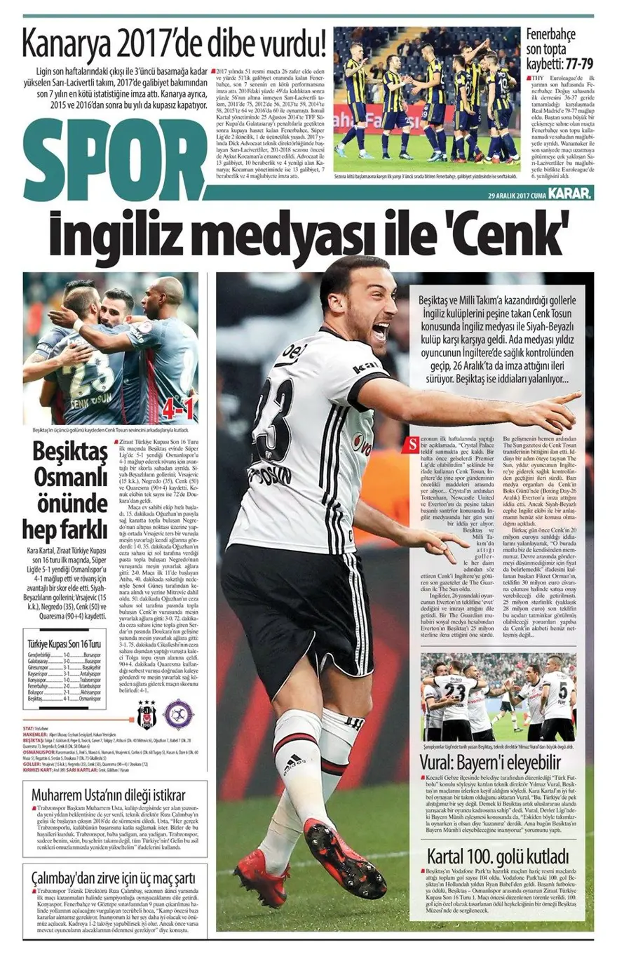 Günün spor gazeteleri (29 Aralık 2017) 9