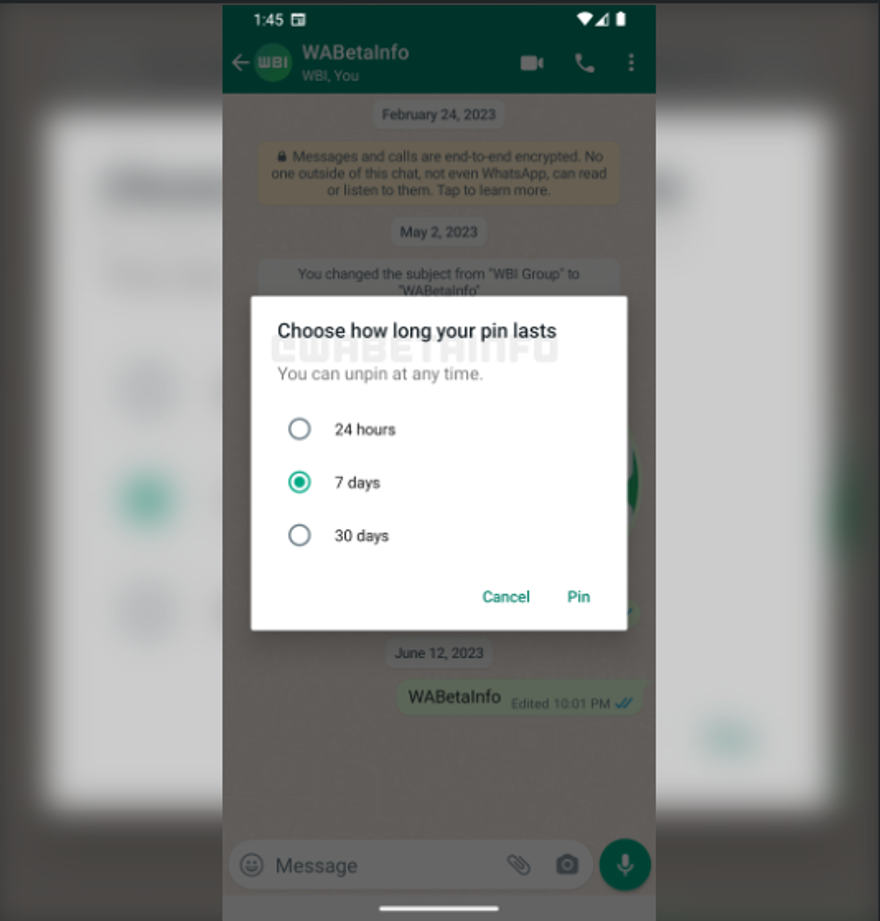 MESAJ SABİTLEME SÜRESİ 1