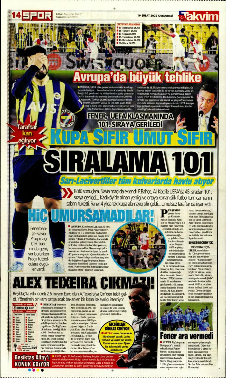 Günün spor manşetleri (19 Şubat 2022) 17