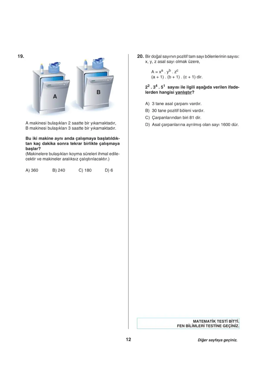 Uğur Okulları LGS-1 sayısal deneme sınavı 11