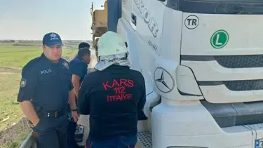 Kars'ta seyir halindeki TIR'da yangın