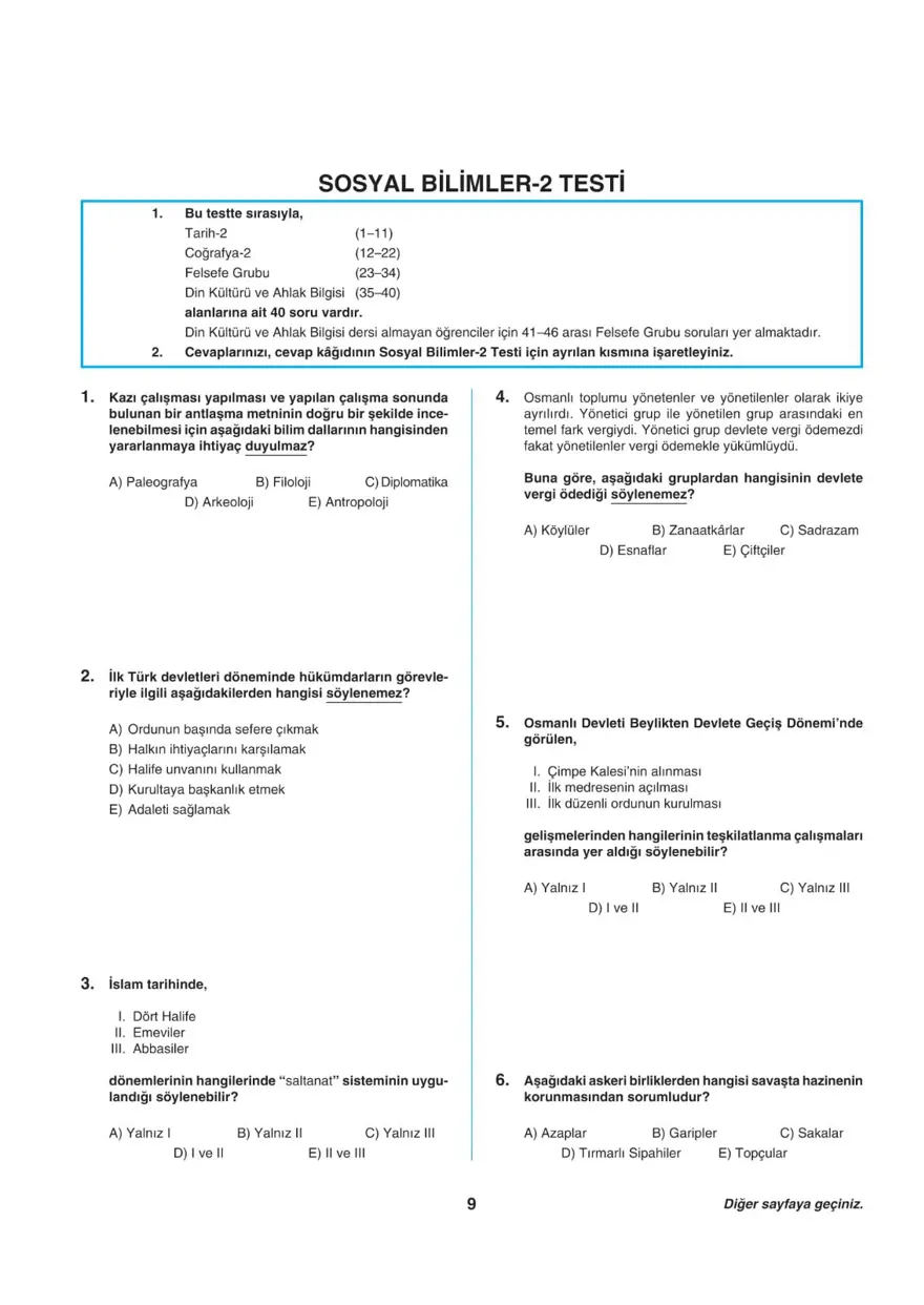 Uğur Okulları AYT -1 deneme sınavı 8