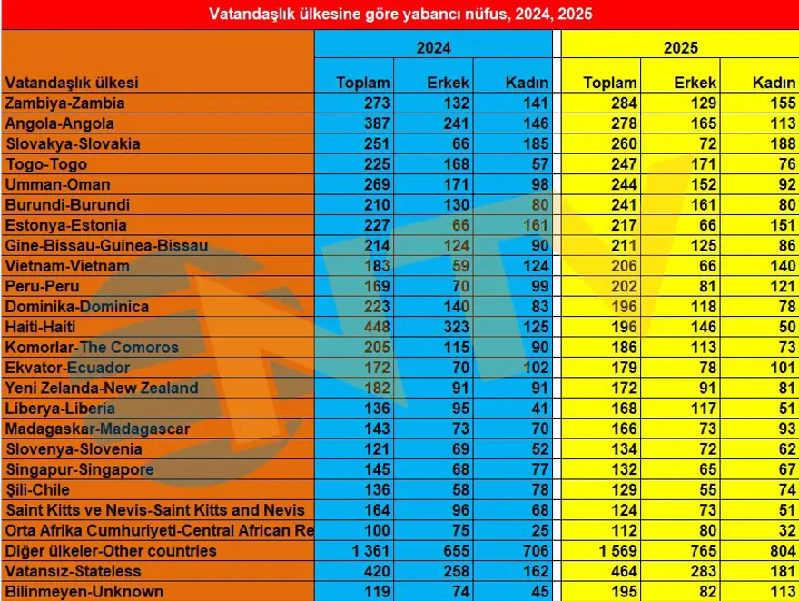 TÜİK, Türkiye’deki yabancı nüfusu açıkladı. En yüksek oran onlarda 6 TÜİK, Türkiye’deki yabancı nüfusu açıkladı. En yüksek oran onlarda 6