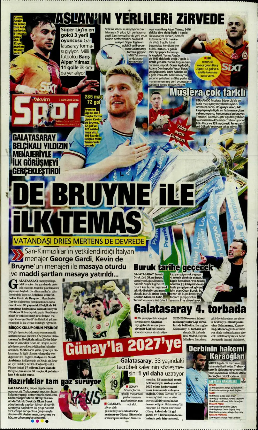 "Galatasaray 10'un peşini bırakmıyor" (9 Mayıs 2025 spor manşetleri) 31