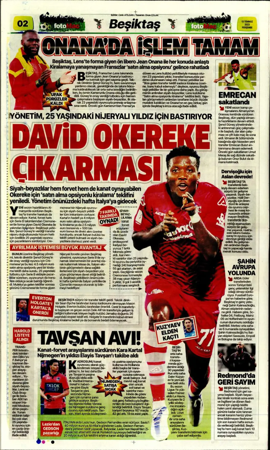 Günün spor manşetleri (13 Temmuz 2023) 3