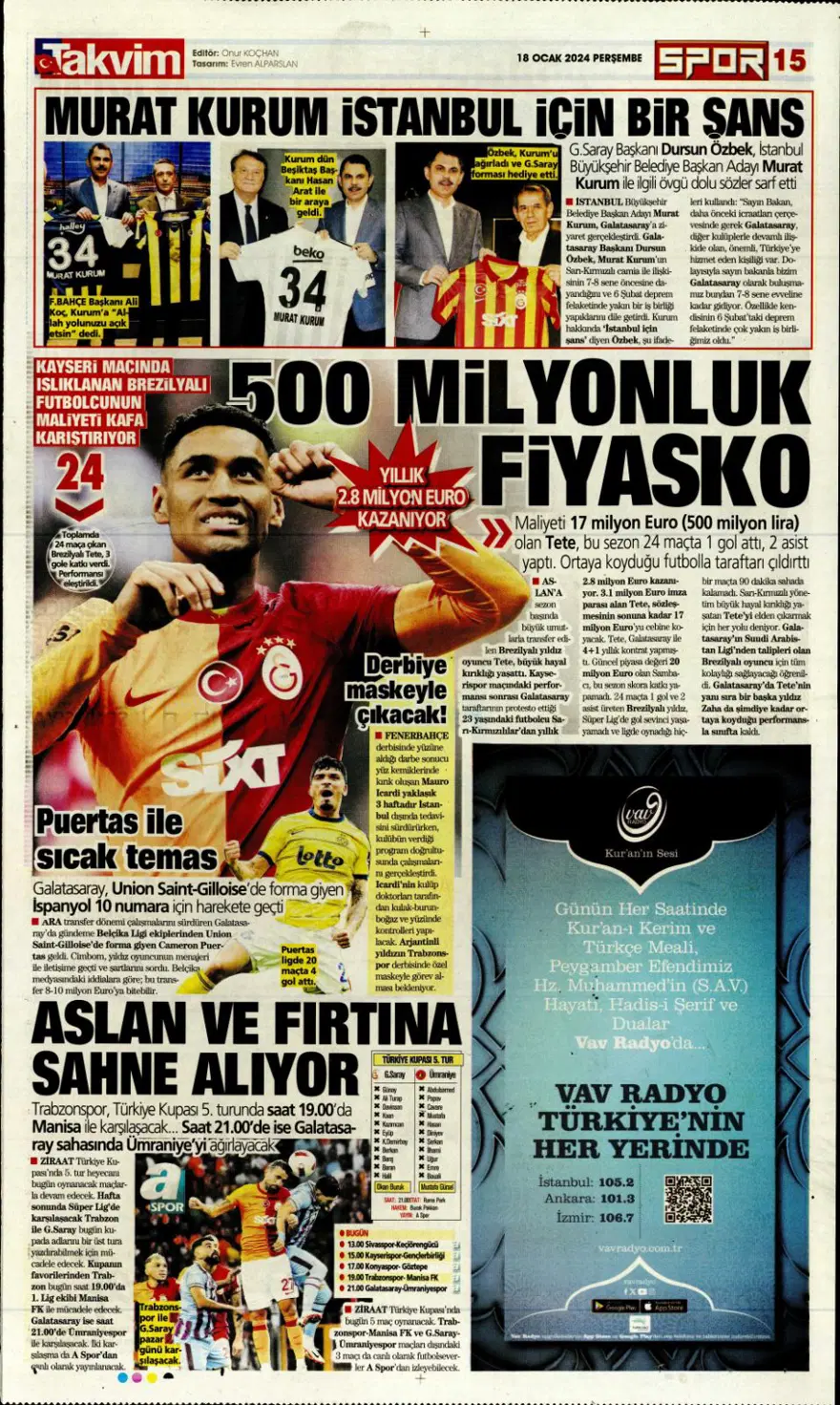 "Aslan'dan Mangala harekatı" (18 Ocak 2024 spor manşetleri) 14 "Aslan'dan Mangala harekatı" (18 Ocak 2024 spor manşetleri) 14