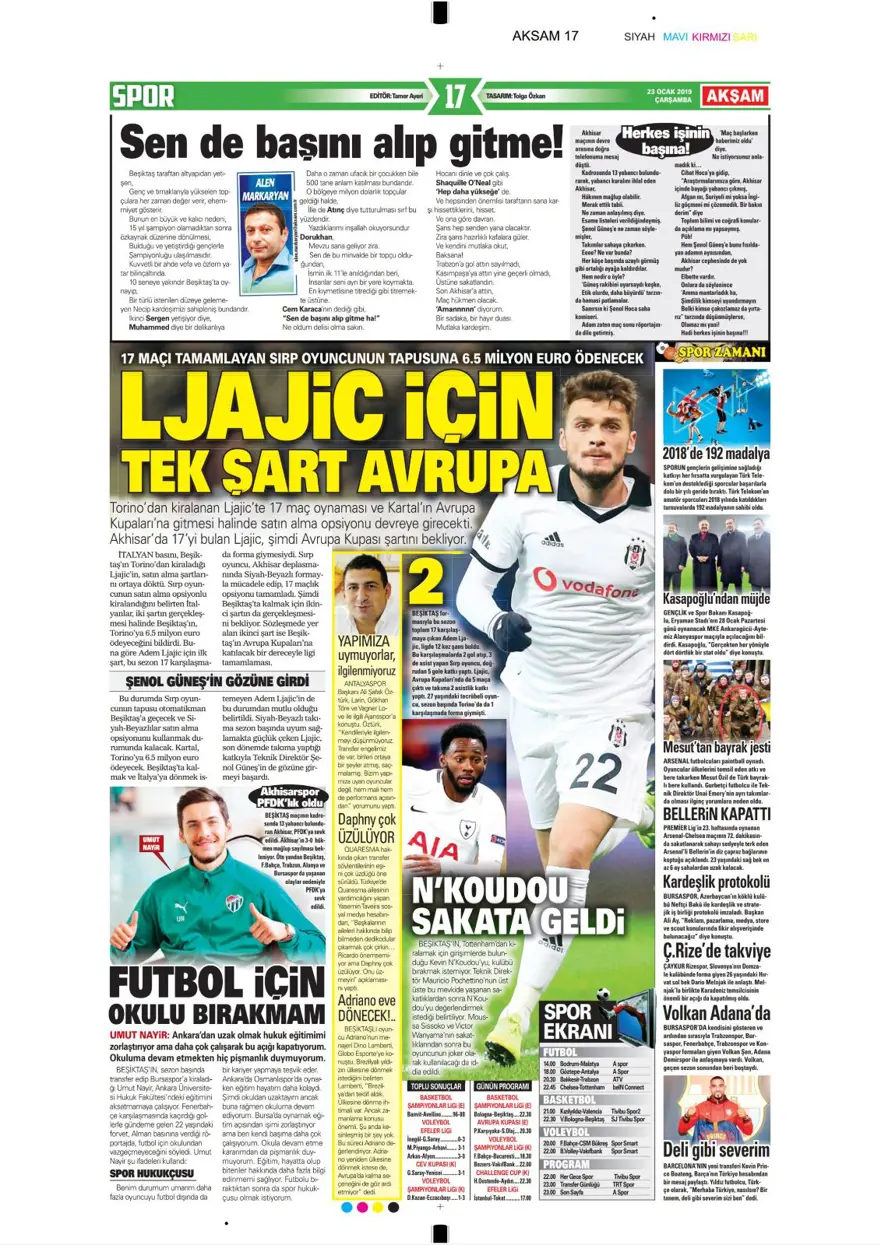 Günün spor manşetleri (23 Ocak 2019) 4