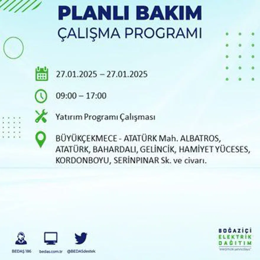 İstanbul'un birçok ilçesinde elektrik kesintisi: Avcılar'da elektrikler ne zaman gelecek? BEDAŞ kesinti programı 21