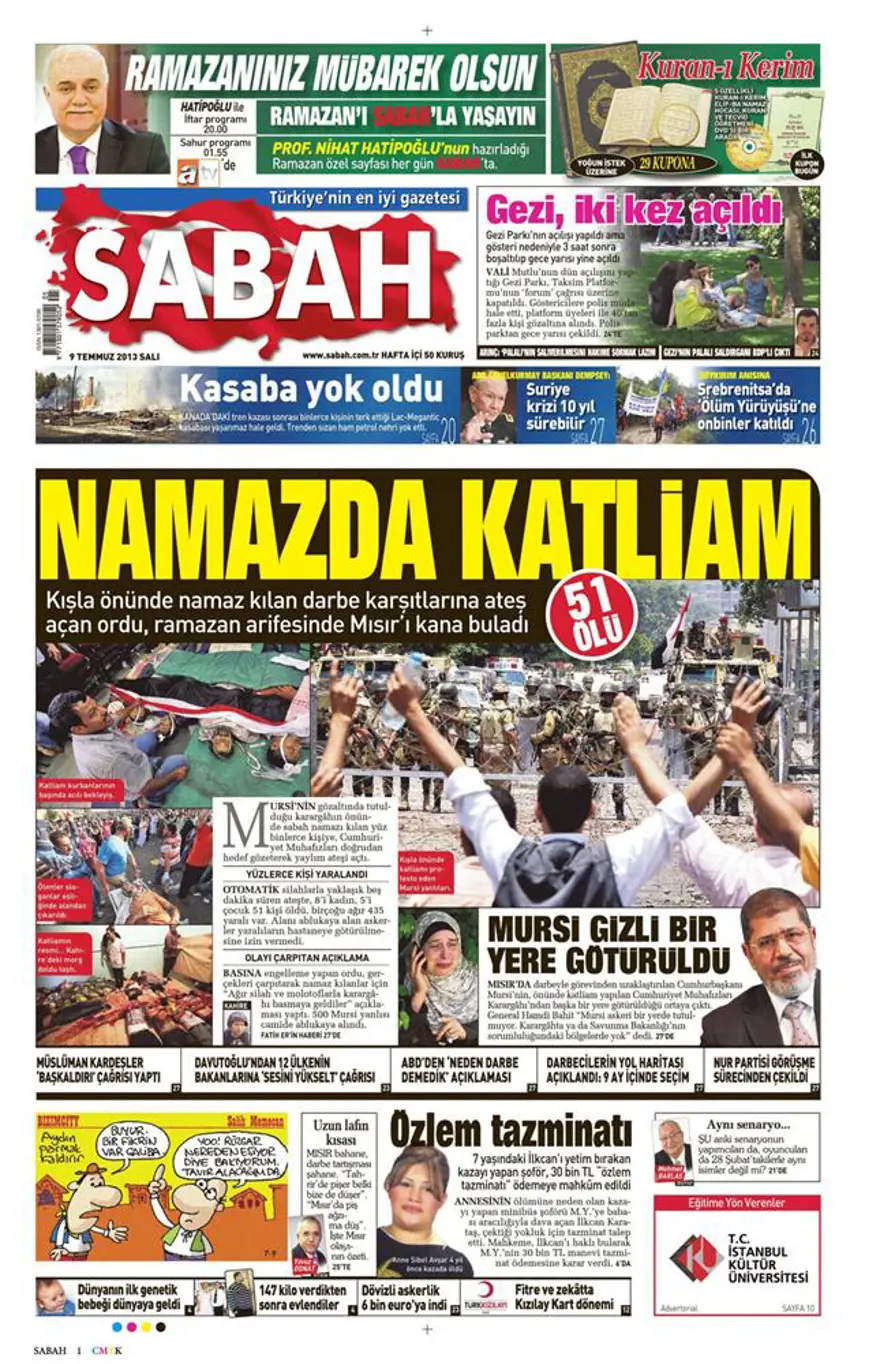 9 Temmuz 2013 gazete manşetleri 13
