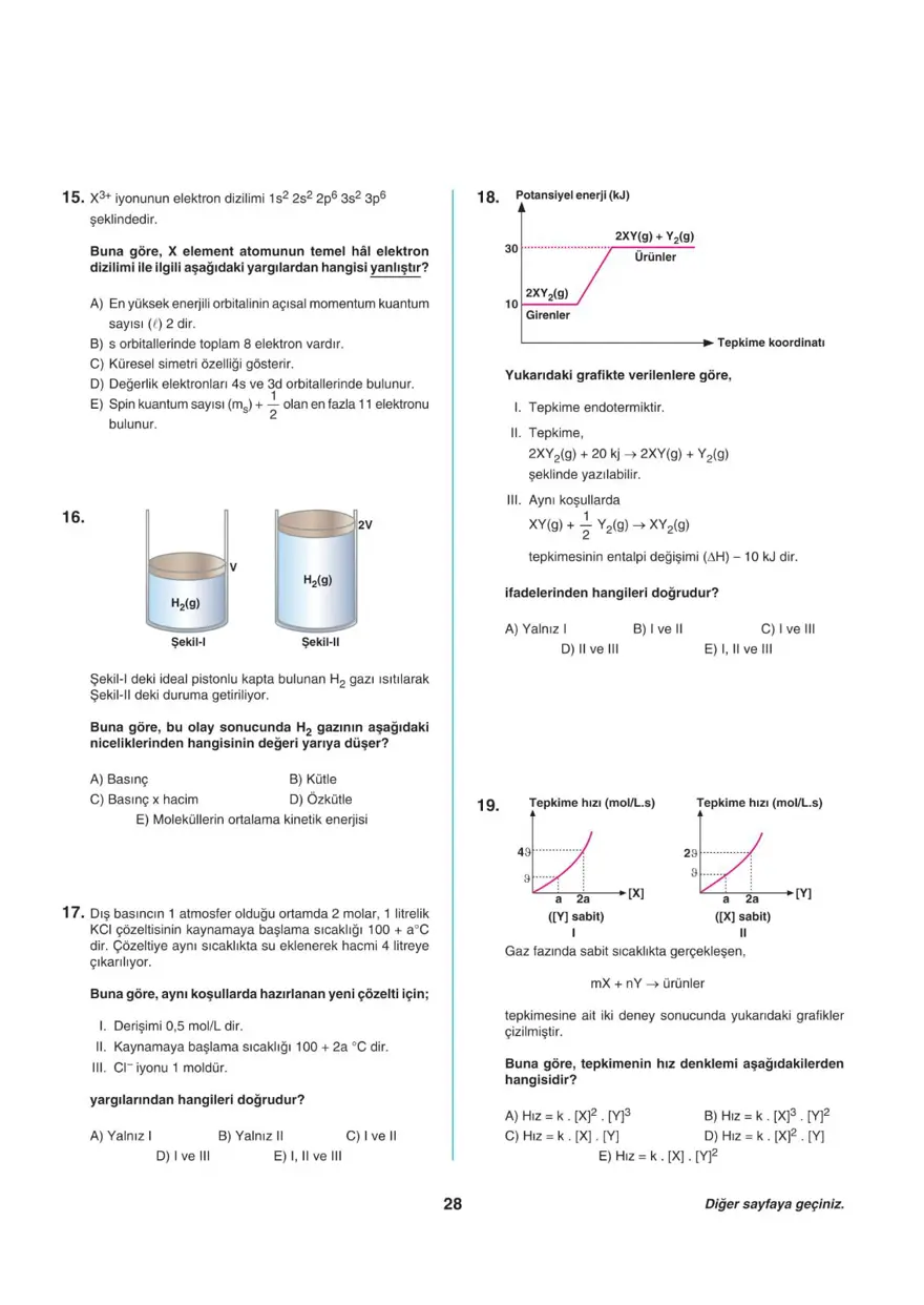 Uğur Okulları AYT -1 deneme sınavı 27