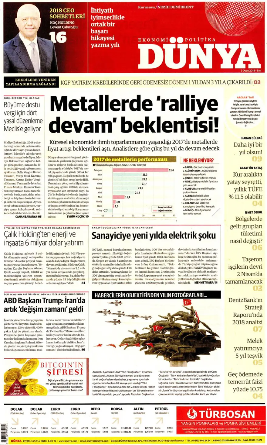 Günün gazete manşetleri - 2 Ocak 2018 12