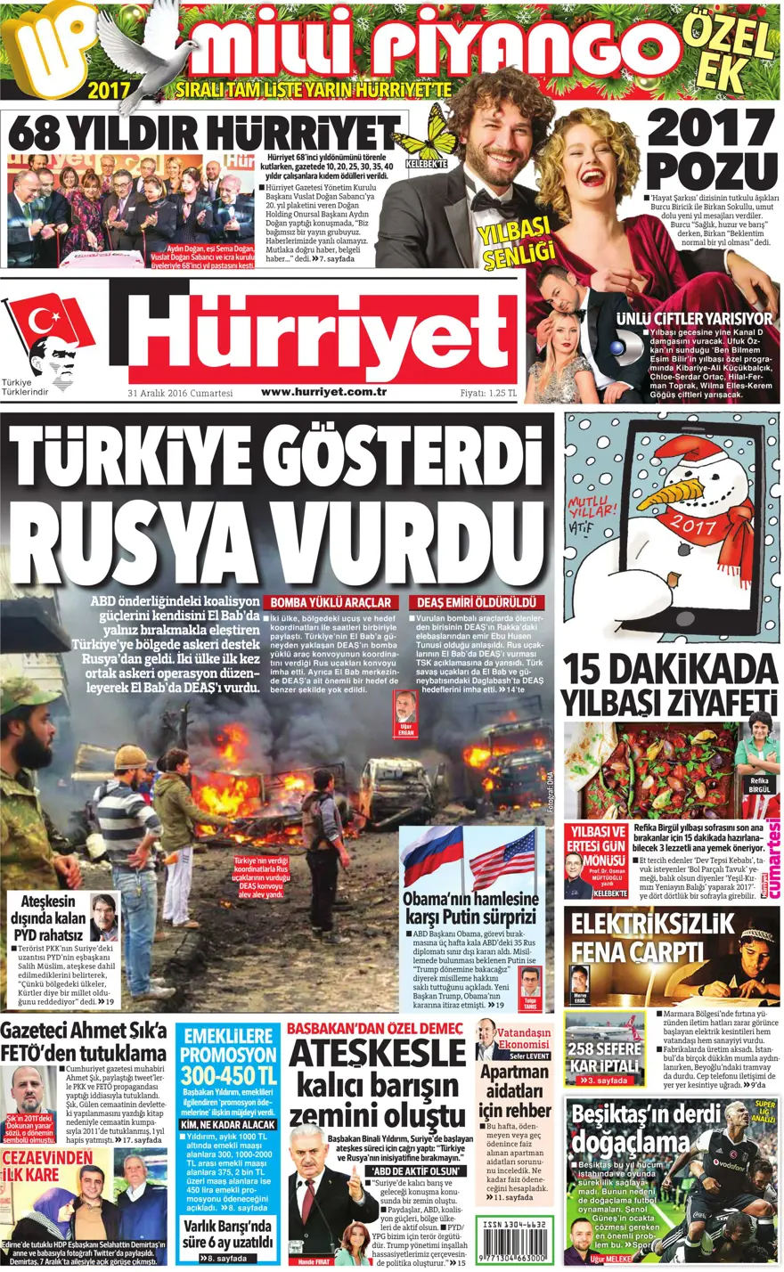 Günün gazete manşetleri - 31.12.2016 1