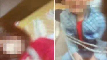 4 çocuğunu iple birbirlerine bağlayıp işkence yaptı