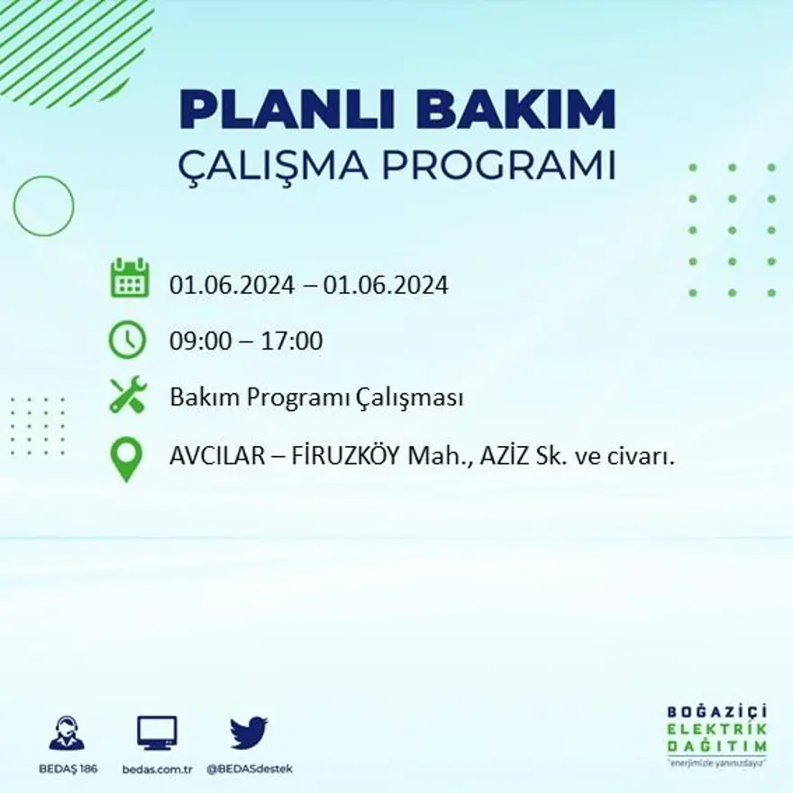 İstanbul'un 18 ilçesinde elektrik kesintisi yaşanacak: Elektrikler ne zaman gelecek? (1 Haziran BEDAŞ kesinti programı) 2 İstanbul'un 18 ilçesinde elektrik kesintisi yaşanacak: Elektrikler ne zaman gelecek? (1 Haziran BEDAŞ kesinti programı) 2