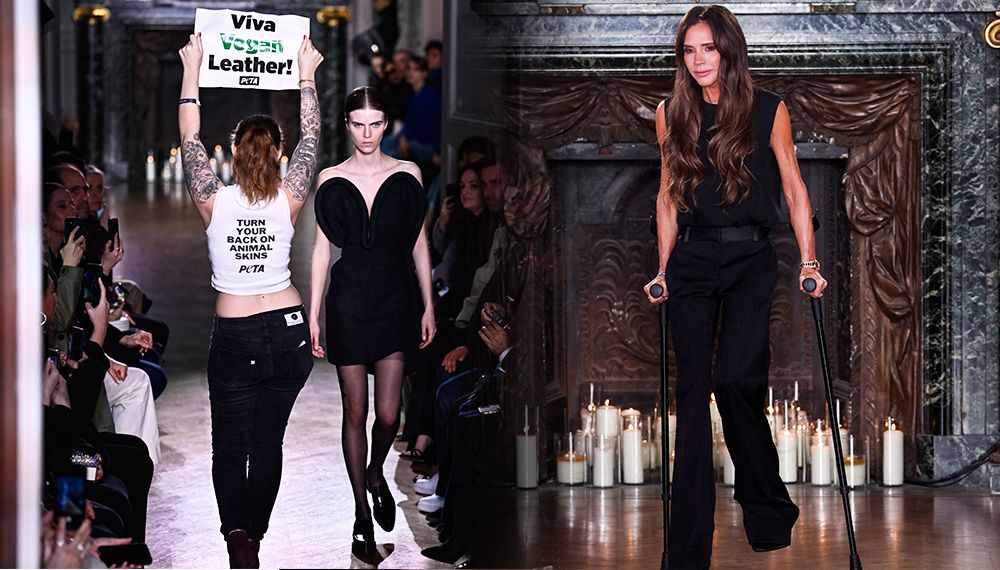Koltuk değnekleriyle podyuma çıktı: Victoria Beckham'ın defilesinde protesto