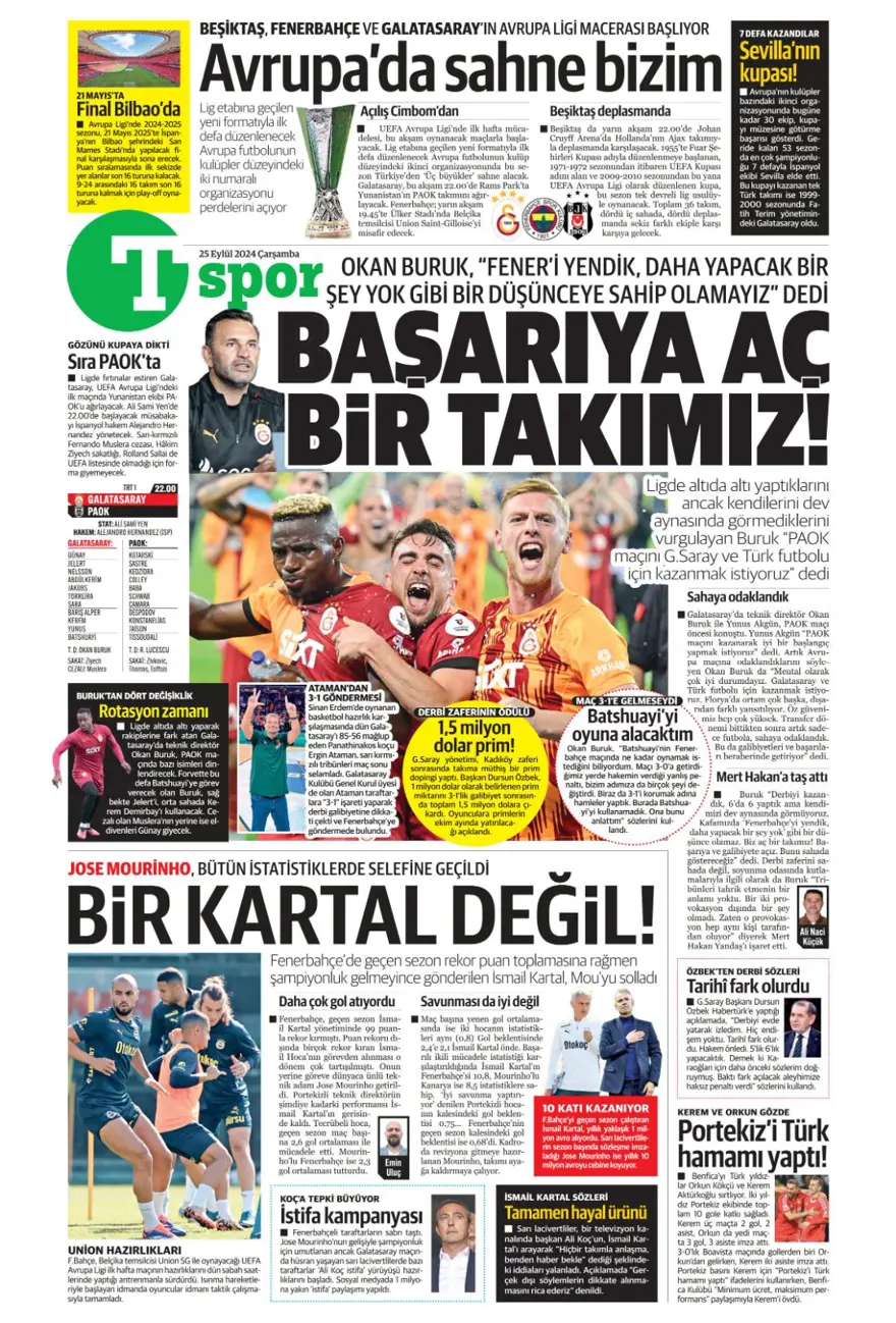 "Aslan için av vakti" (25 Eylül 2024 spor manşetleri) 12