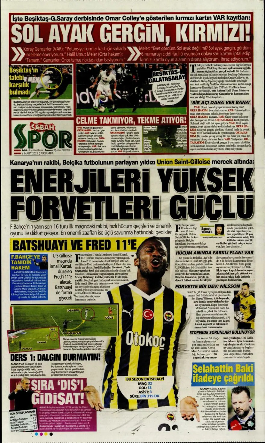 "Transfer planı şimdiden hazır" (6 Mart 2024 spor manşetleri) 7