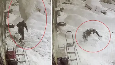 Çatıdan kafasına kar kütlesi düştü