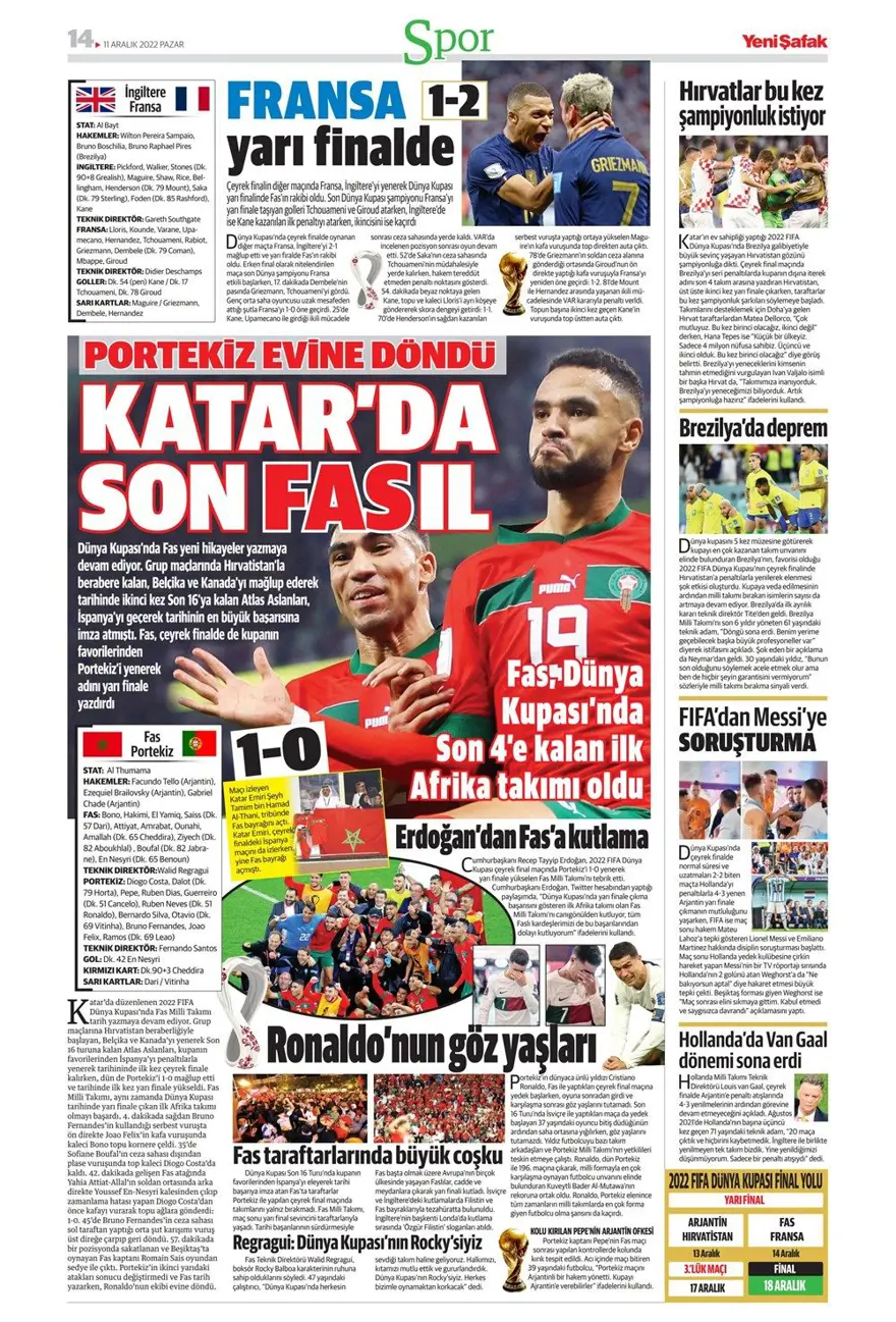 Günün spor manşetleri (11 Aralık 2022) 10