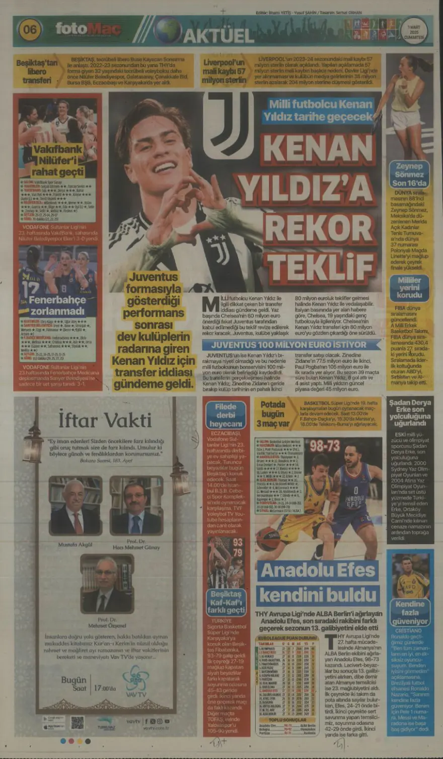 "Galatasaray Brezilyalı kaleciyle anlaştı" (1 Mart 2025 spor manşetleri) 17