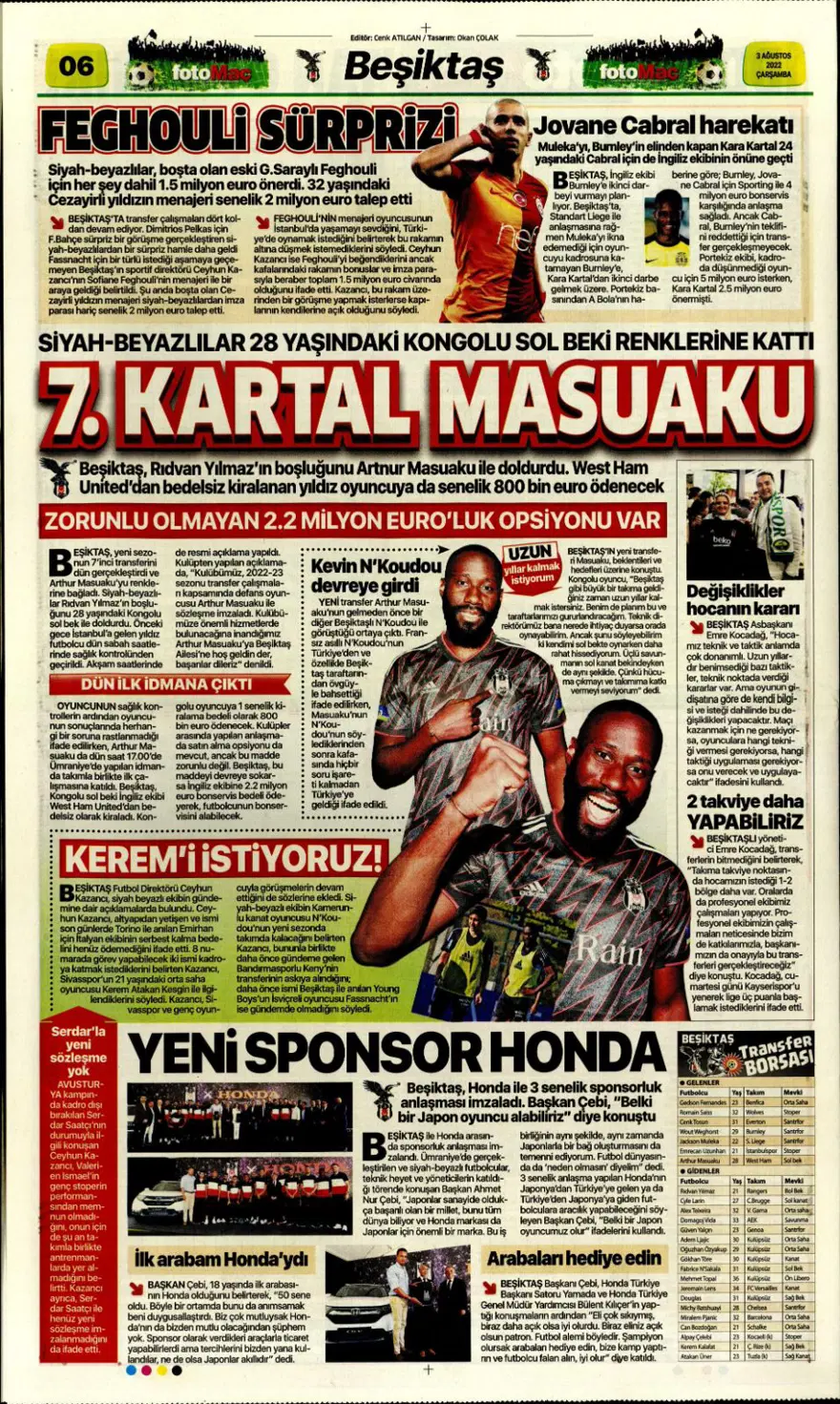 Günün spor manşetleri (3 Ağustos 2022) 5
