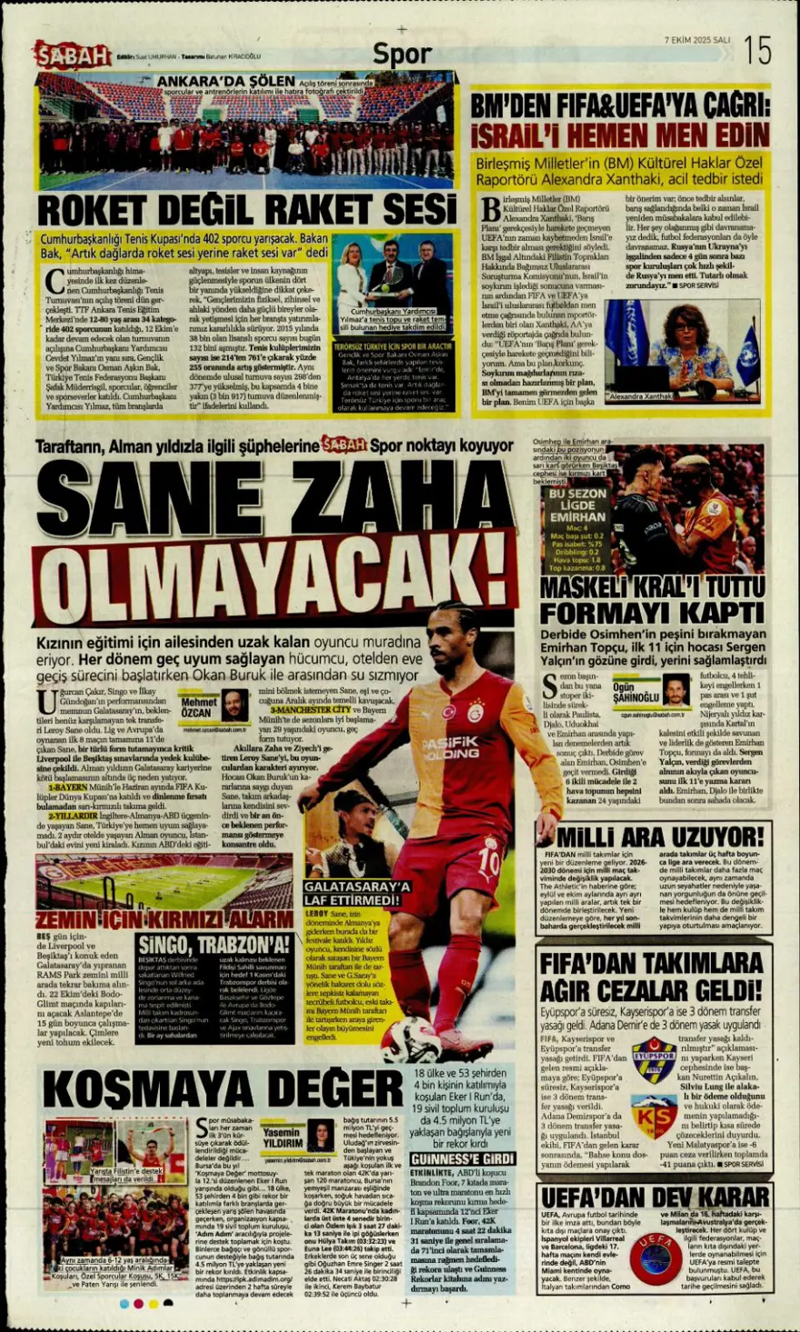 "100 milyonluk hayal kırıklığı" (7 Ekim 2025 spor manşetleri) 13